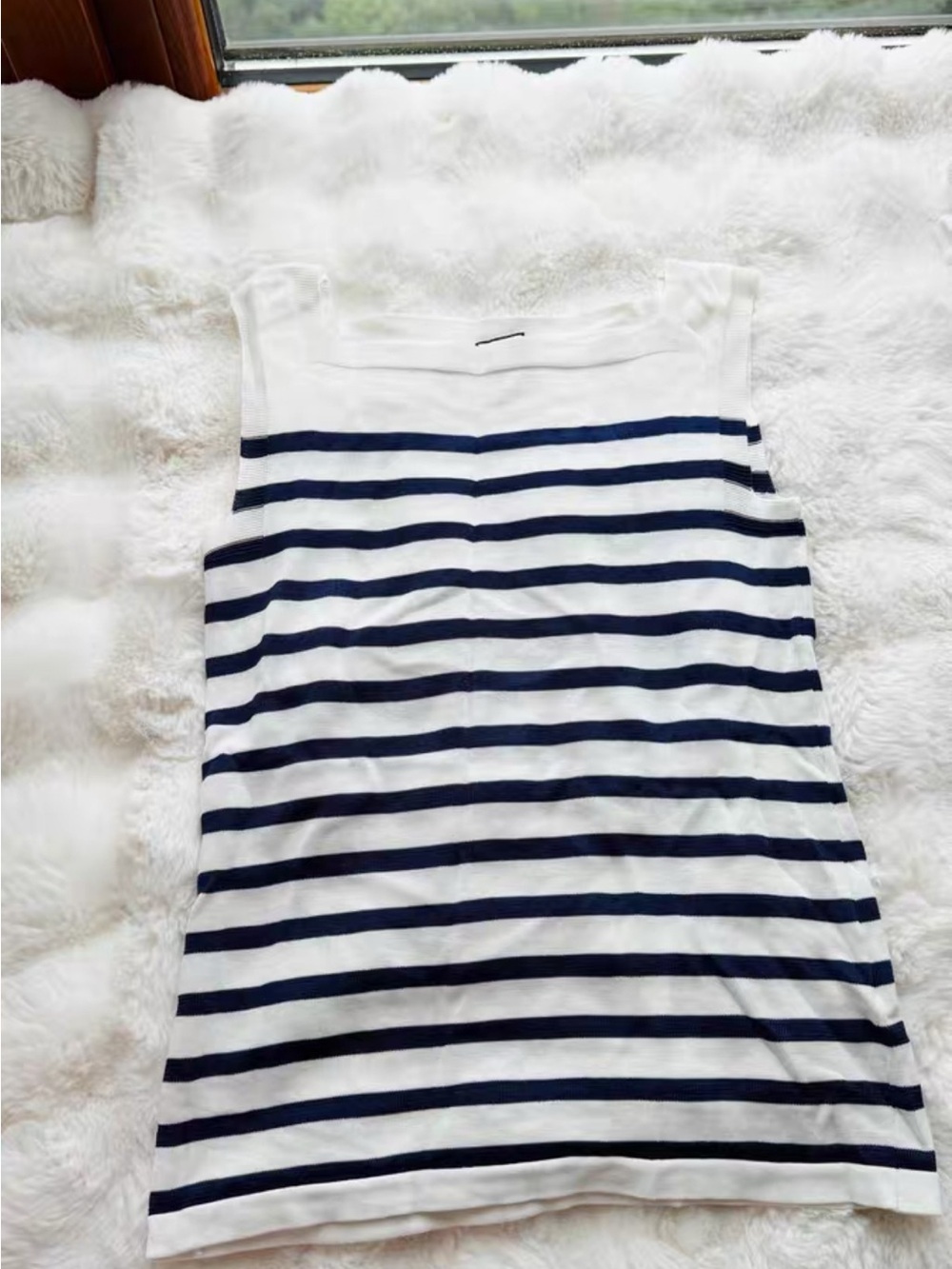 Jean Paul Gaultier Navy and White Striped Sleeveless Tank Top